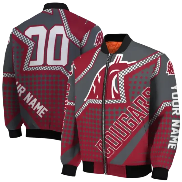 custom washington state cougars star burst crimson bomber jacket fashion forward