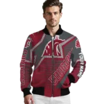custom washington state cougars star burst crimson bomber jacket best selling