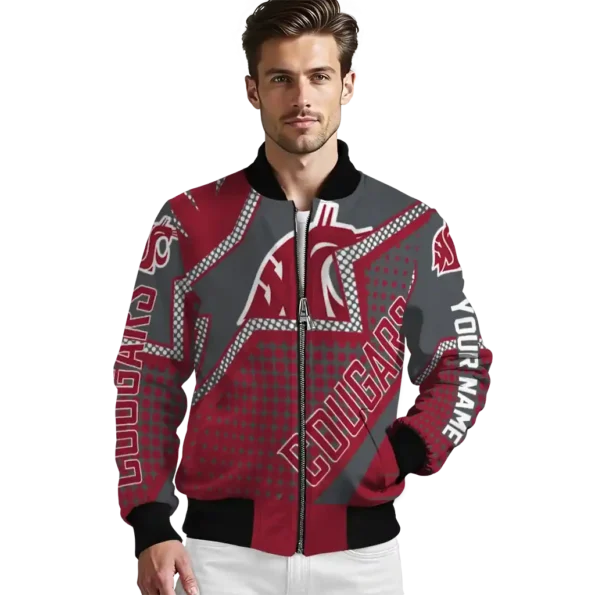 custom washington state cougars star burst crimson bomber jacket high quality
