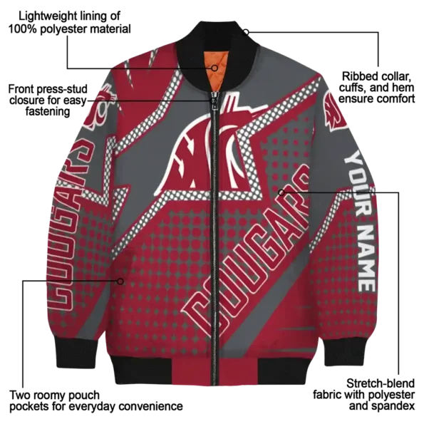 custom washington state cougars star burst crimson bomber jacket new arrival