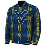 custom west virginia mountaineers bolt stripe blue varsity jacket best selling.webp