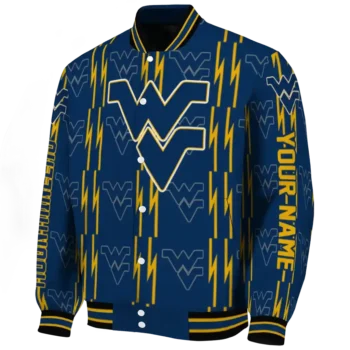 custom west virginia mountaineers bolt stripe blue varsity jacket best selling.webp