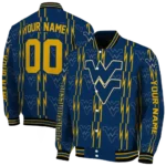 custom west virginia mountaineers bolt stripe blue varsity jacket best selling.webp