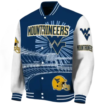 custom west virginia mountaineers ferris arena blue white varsity jacket best selling.webp