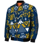 custom west virginia mountaineers pyramid shapes blue bomber jacket best selling