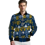 custom west virginia mountaineers pyramid shapes blue bomber jacket best selling