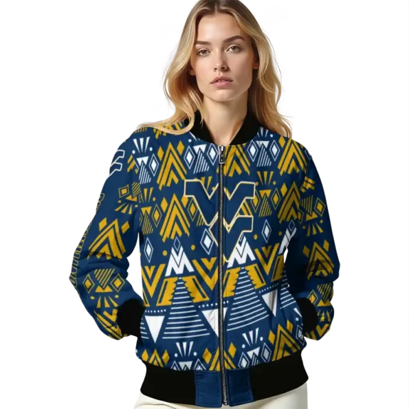 custom west virginia mountaineers pyramid shapes blue bomber jacket latest model