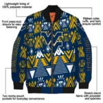 custom west virginia mountaineers pyramid shapes blue bomber jacket best selling