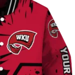 custom western kentucky hilltoppers hexagon cluster red black varsity jacket best selling.webp