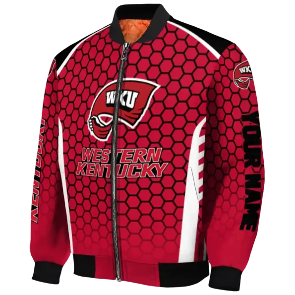 custom western kentucky hilltoppers hexagon grid red bomber jacket best selling