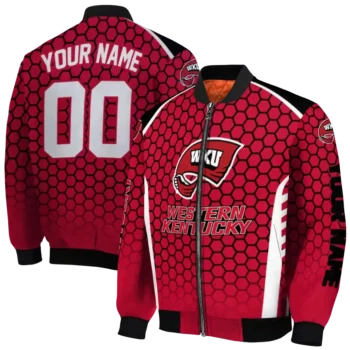 custom western kentucky hilltoppers hexagon grid red bomber jacket fashion forward