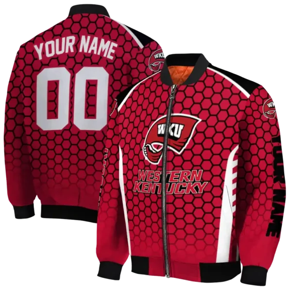 custom western kentucky hilltoppers hexagon grid red bomber jacket fashion forward