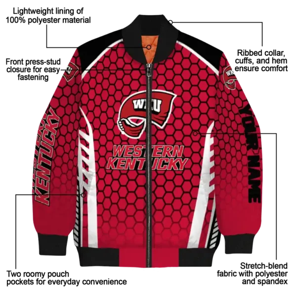 custom western kentucky hilltoppers hexagon grid red bomber jacket new arrival