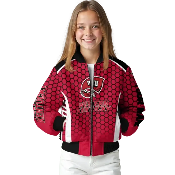 custom western kentucky hilltoppers hexagon grid red bomber jacket top rated