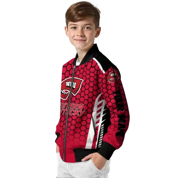 custom western kentucky hilltoppers hexagon grid red bomber jacket trendy