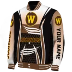 custom western michigan broncos mesh effect brown black varsity jacket best selling.webp
