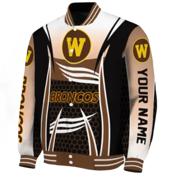 custom western michigan broncos mesh effect brown black varsity jacket best selling.webp