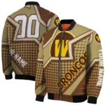 custom western michigan broncos star burst brown bomber jacket best selling