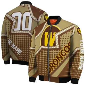 custom western michigan broncos star burst brown bomber jacket fashion forward
