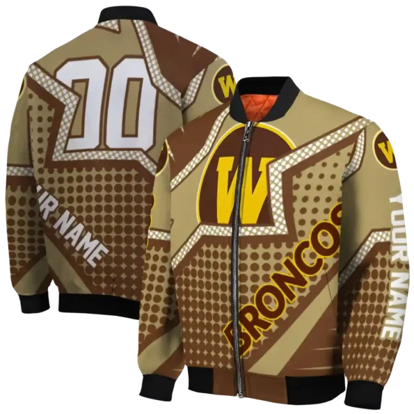 custom western michigan broncos star burst brown bomber jacket fashion forward