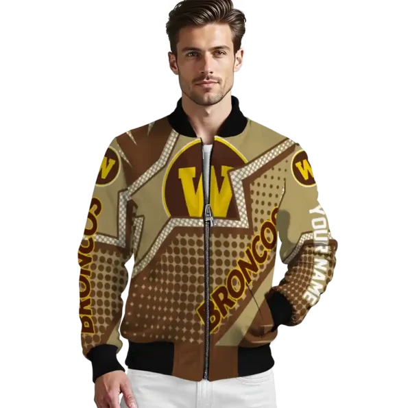 custom western michigan broncos star burst brown bomber jacket high quality