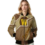 custom western michigan broncos star burst brown bomber jacket best selling