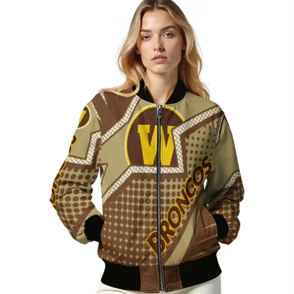 custom western michigan broncos star burst brown bomber jacket latest model