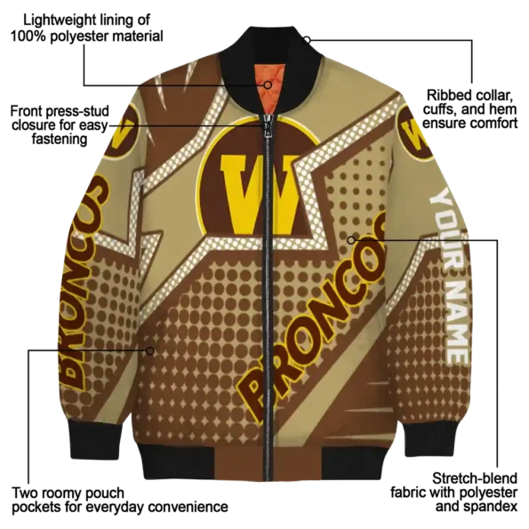 custom western michigan broncos star burst brown bomber jacket new arrival
