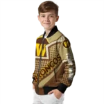 custom western michigan broncos star burst brown bomber jacket best selling