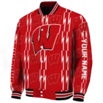 custom wisconsin badgers bolt stripe red varsity jacket best selling.webp