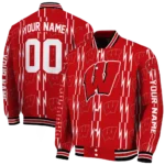 custom wisconsin badgers bolt stripe red varsity jacket best selling.webp