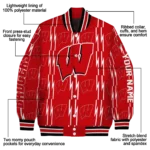 custom wisconsin badgers bolt stripe red varsity jacket best selling.webp