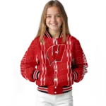 custom wisconsin badgers bolt stripe red varsity jacket best selling.webp