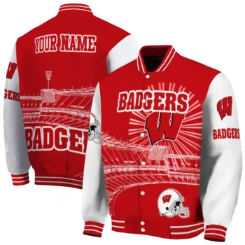 custom wisconsin badgers ferris arena red white varsity jacket fashion forward.webp