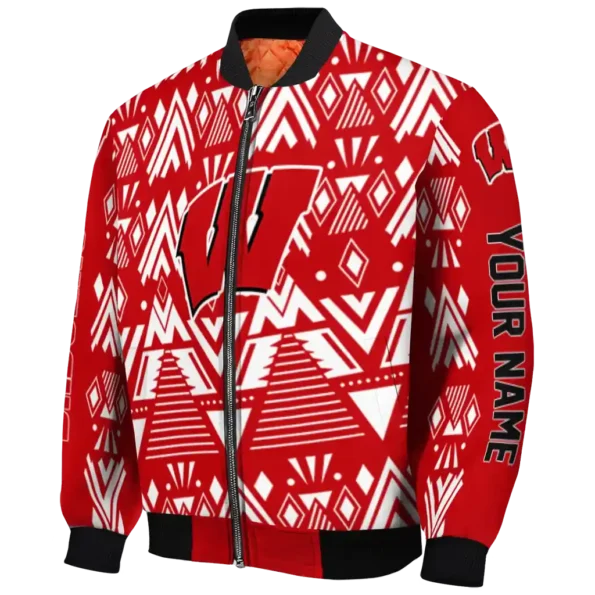 custom wisconsin badgers pyramid shapes red bomber jacket best selling