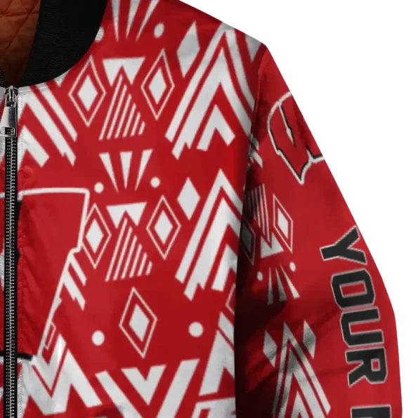 custom wisconsin badgers pyramid shapes red bomber jacket premium grade