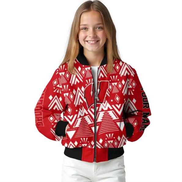 custom wisconsin badgers pyramid shapes red bomber jacket top rated
