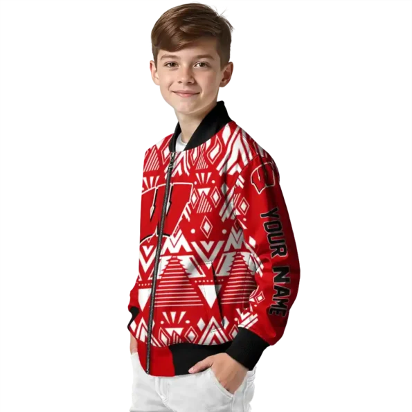 custom wisconsin badgers pyramid shapes red bomber jacket trendy