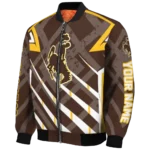 custom wyoming cowboys chevron angles brown bomber jacket best selling