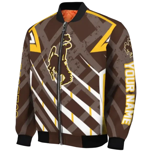 custom wyoming cowboys chevron angles brown bomber jacket best selling
