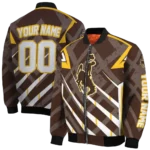custom wyoming cowboys chevron angles brown bomber jacket best selling