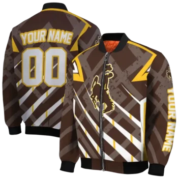custom wyoming cowboys chevron angles brown bomber jacket fashion forward