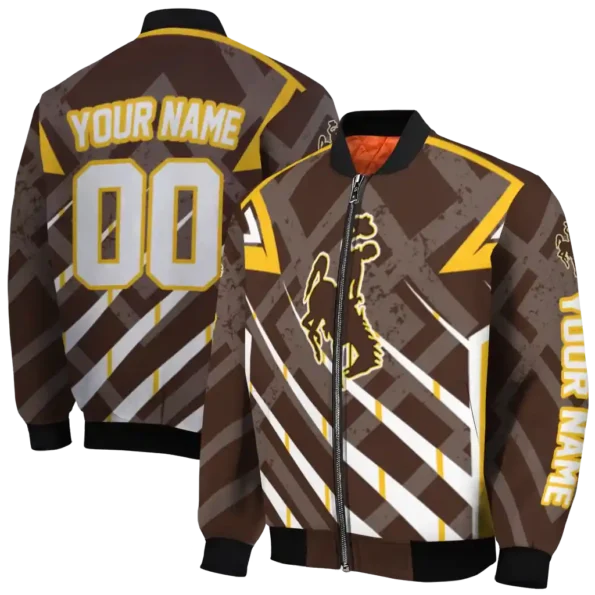 custom wyoming cowboys chevron angles brown bomber jacket fashion forward