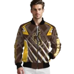 custom wyoming cowboys chevron angles brown bomber jacket best selling