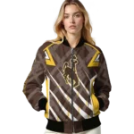custom wyoming cowboys chevron angles brown bomber jacket best selling