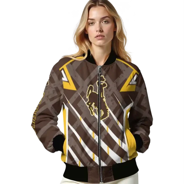 custom wyoming cowboys chevron angles brown bomber jacket latest model