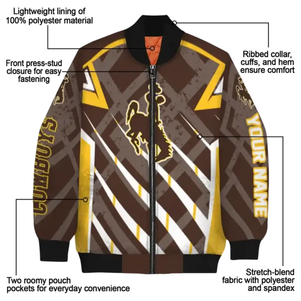 custom wyoming cowboys chevron angles brown bomber jacket new arrival