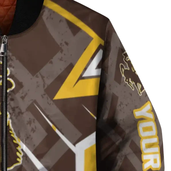 custom wyoming cowboys chevron angles brown bomber jacket premium grade