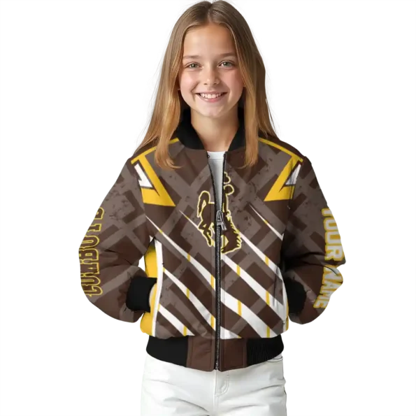custom wyoming cowboys chevron angles brown bomber jacket top rated