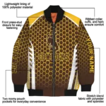 custom wyoming cowboys hexagon grid brown bomber jacket best selling